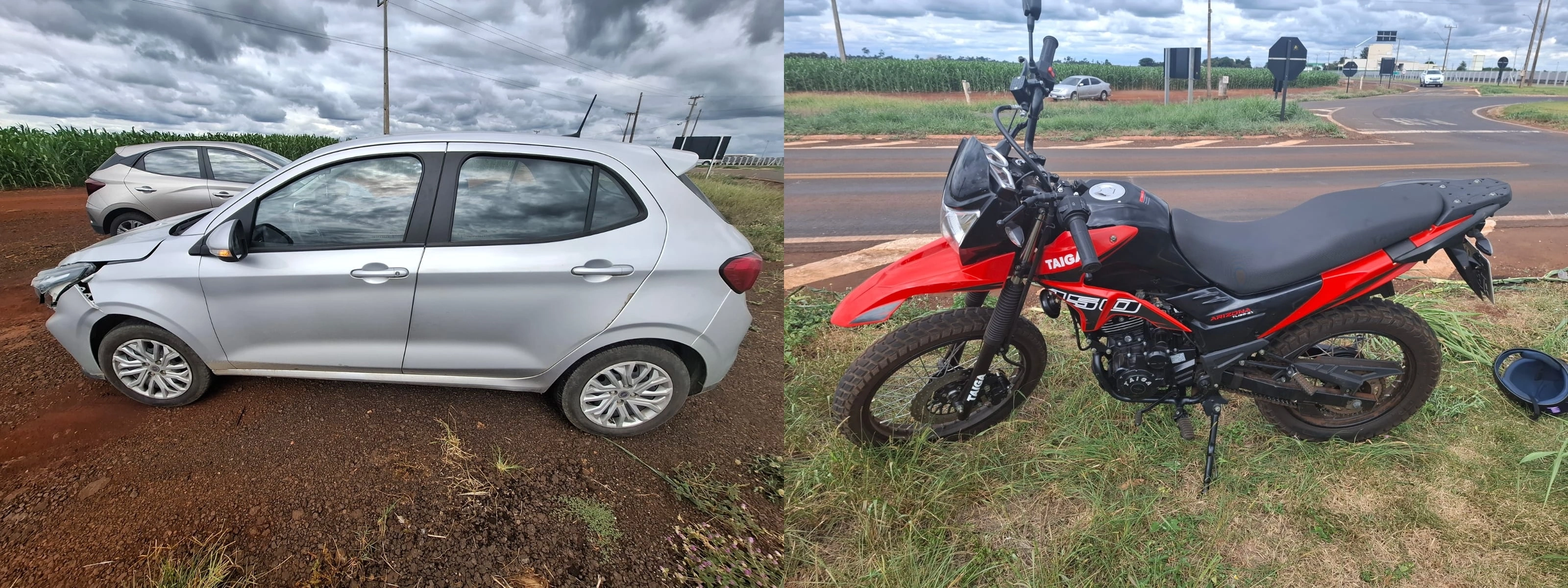 Motociclista fica ferido em acidente no trevo da PR-182 em Maripá