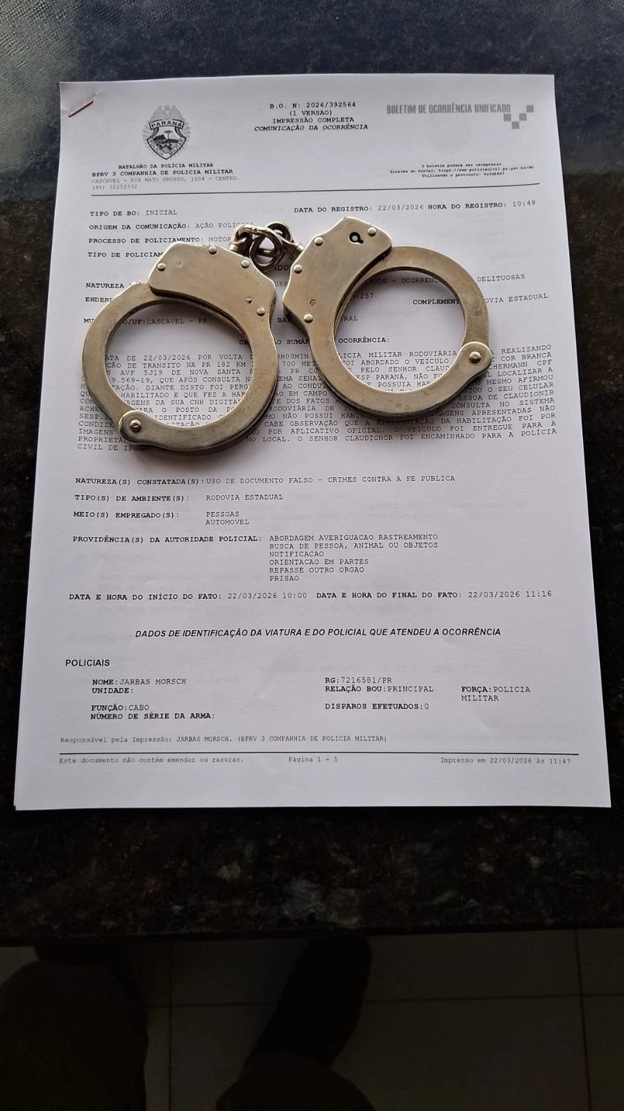 Motorista com CNH falsa é preso ao conduzir veículo com placas de Nova Santa Rosa